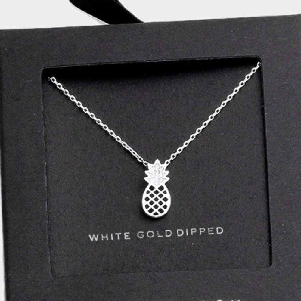 Pineapple necklace dainty 14 karat gold dipped - Picture 3 of 3